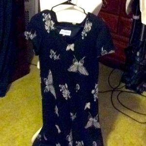 Butterfly print full length dress